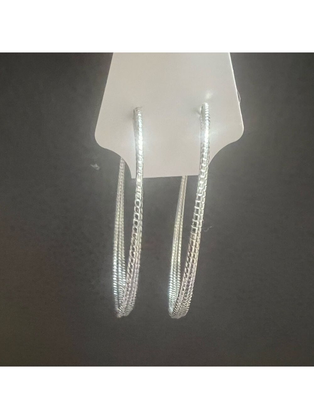 FASHION JEWELRY silver wrapped medium sized hoop post back earrings NWOT